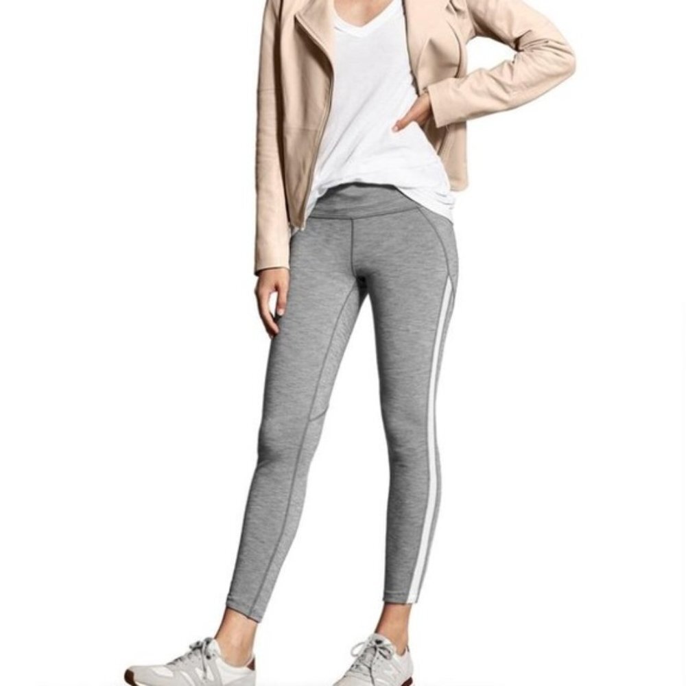 Athleta High Rise Mesh Chat Leggings Athletic Gray Size Small S EUC L1788